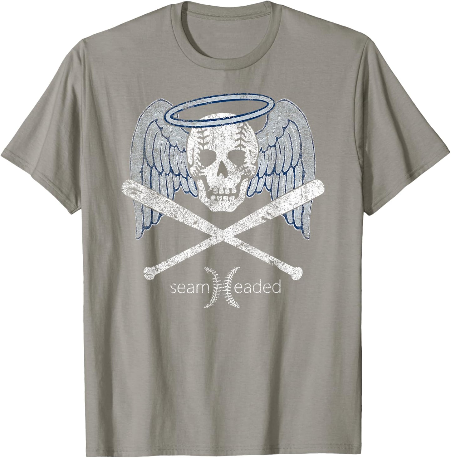 Vintage Angel Baseball Skull with Bats and Halo T Shirt T-Shirt - T-Shirt | Sand