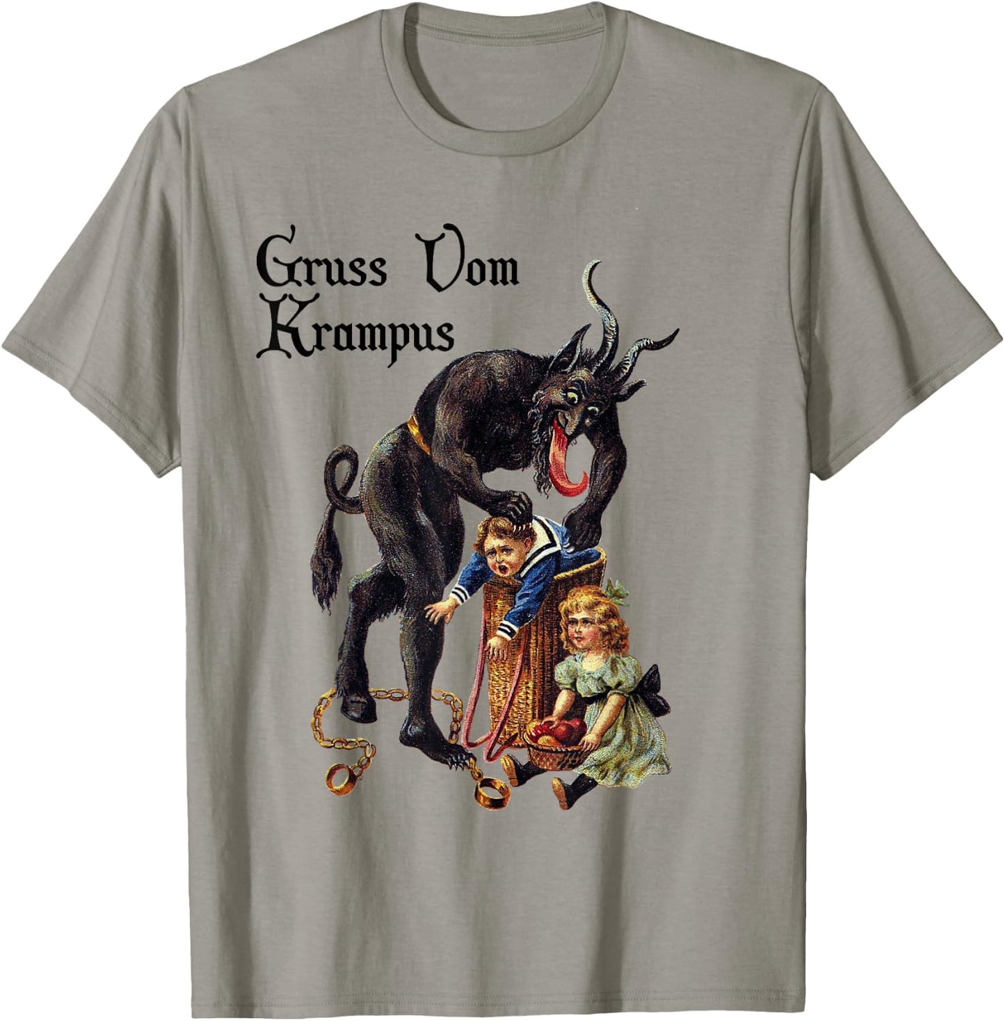 Santi Claus Greetings from Gruss Vom Krampus T-Shirt - T-Shirt | Sand