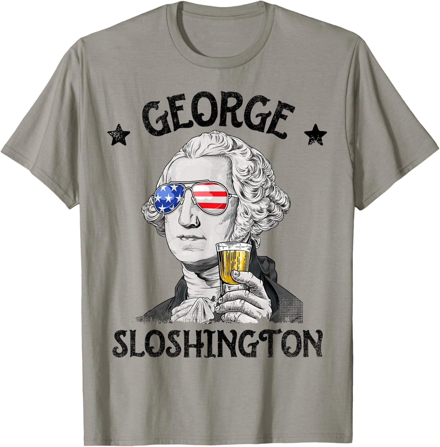 George Sloshington Washington 4th of July Men Women USA Flag T-Shirt - T-Shirt | Sand