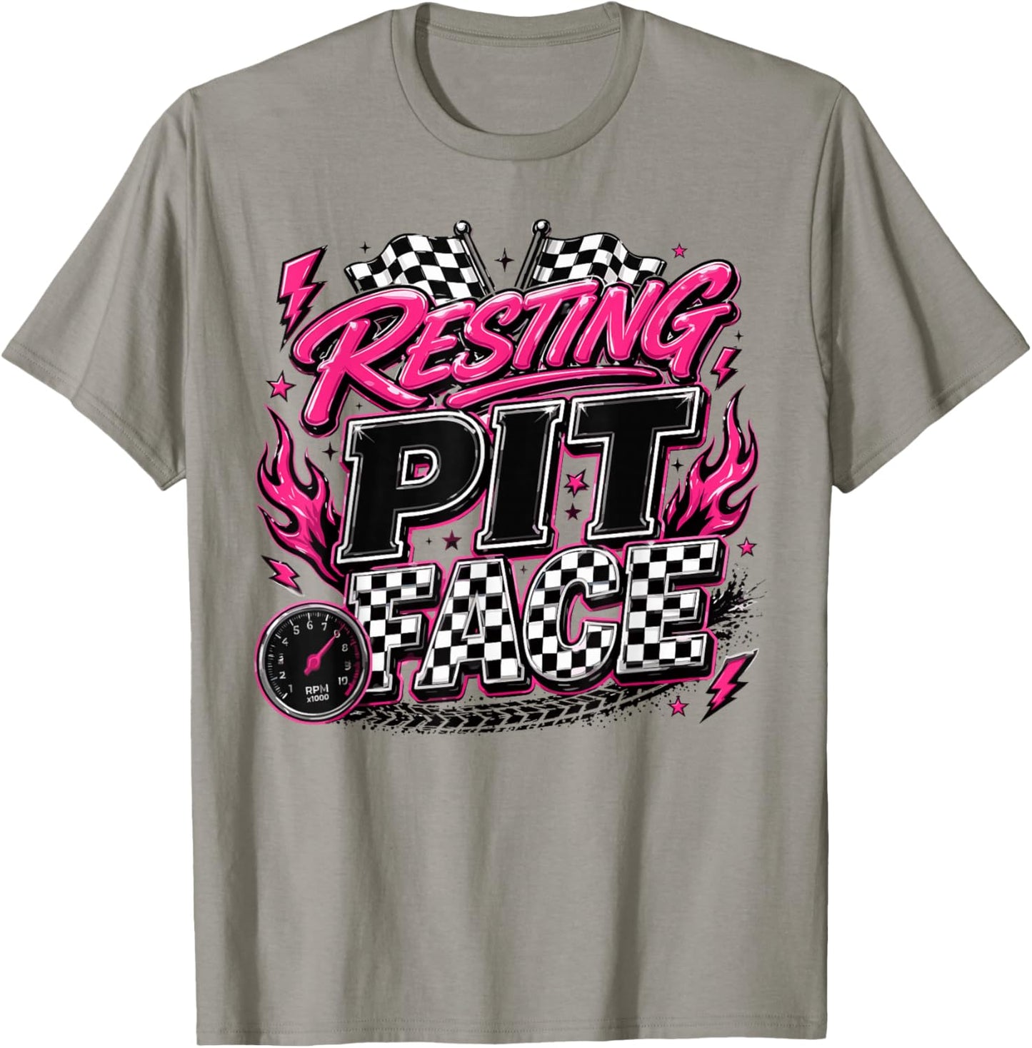 Funny Racing Car Checkered Flags Motorsport T-Shirt - T-Shirt | Sand