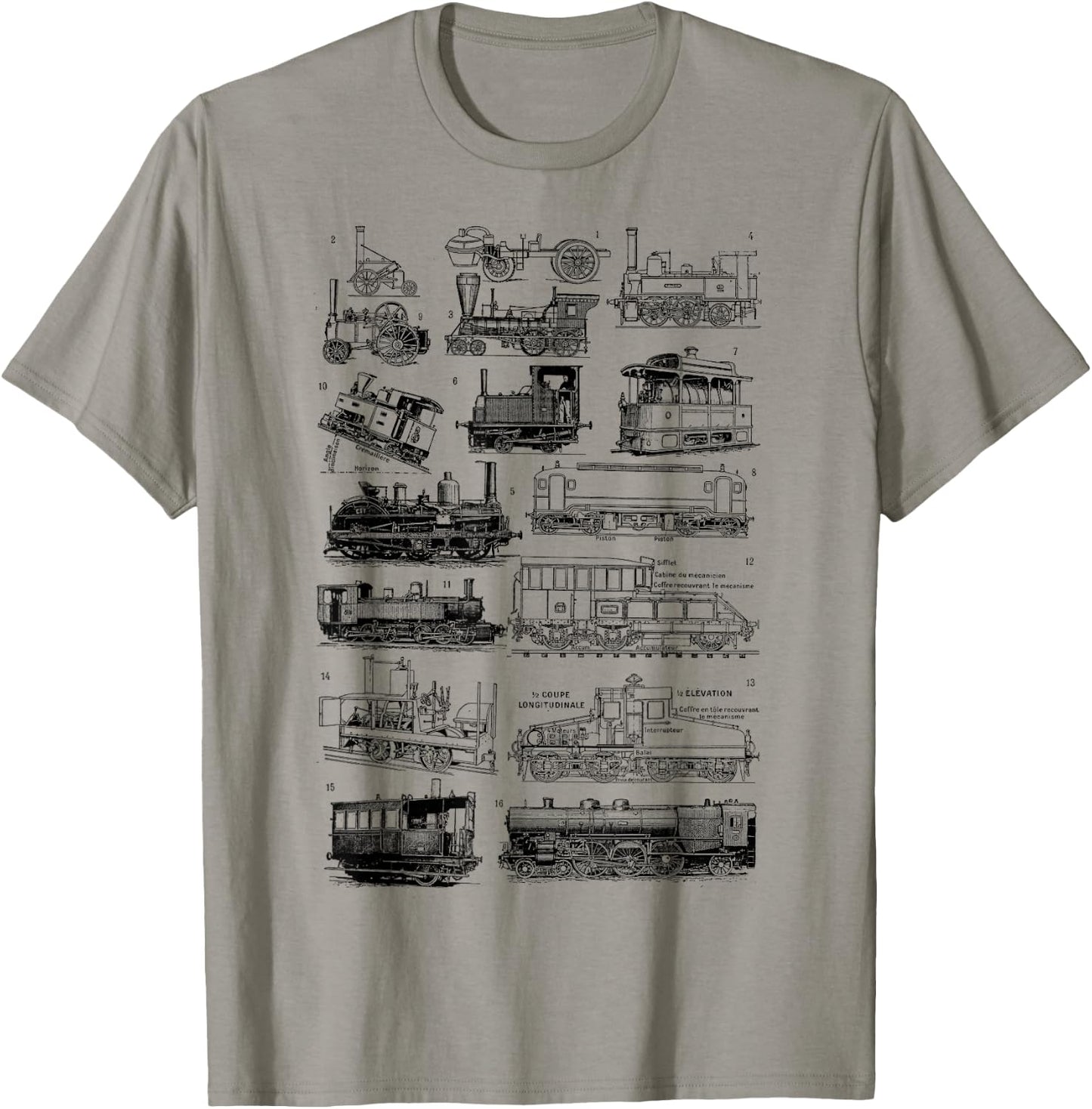 Steam Engine Train Steam Train Locomotive Vintage Chart T-Shirt - T-Shirt | Sand