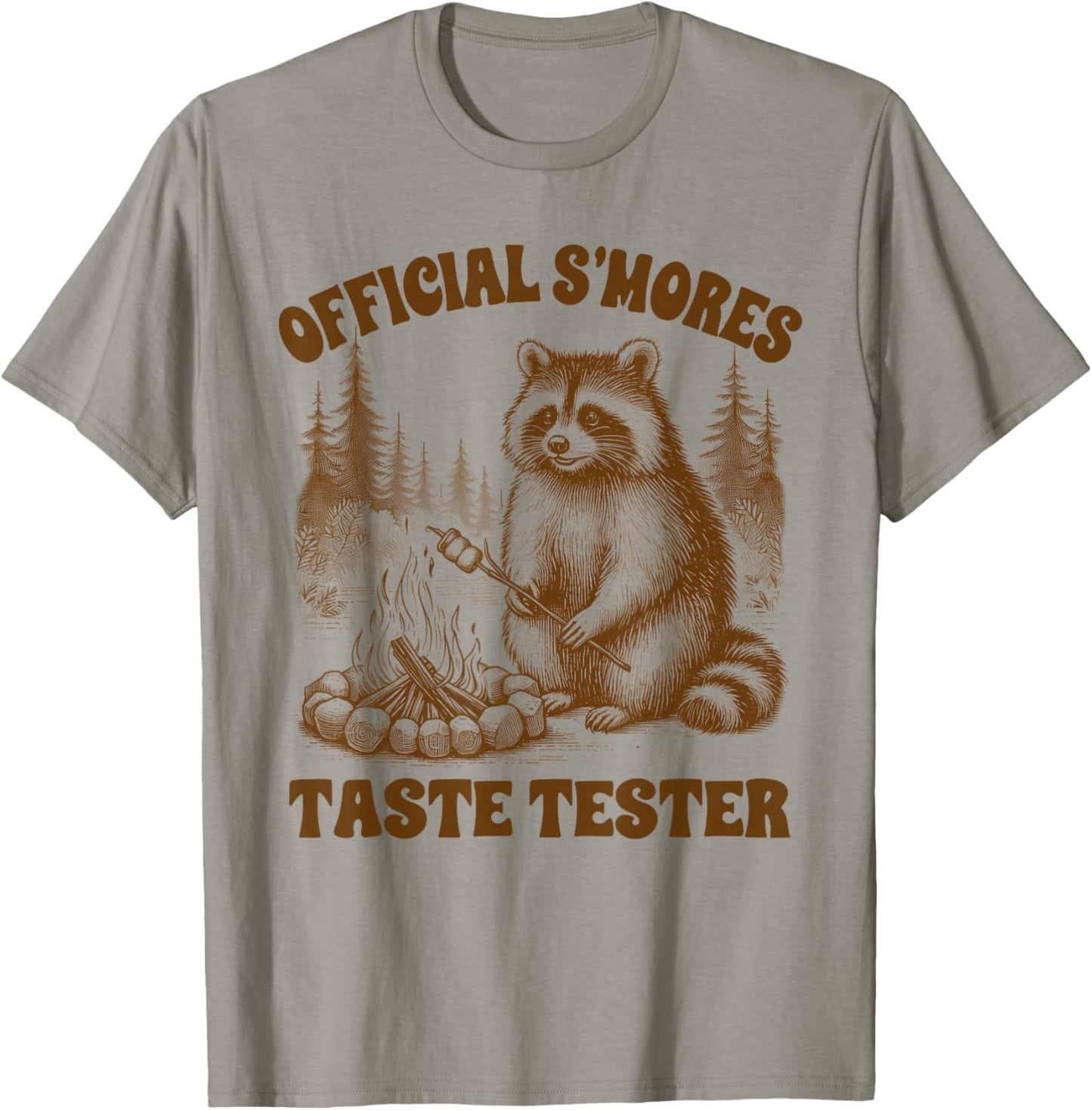 Camping Raccoon Hiking Official S'mores Taste Tester Outdoor T-Shirt - T-Shirt | Sand