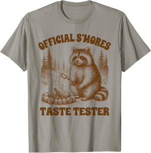 Camping Raccoon Hiking Official S'mores Taste Tester Outdoor T-Shirt - T-Shirt | Sand