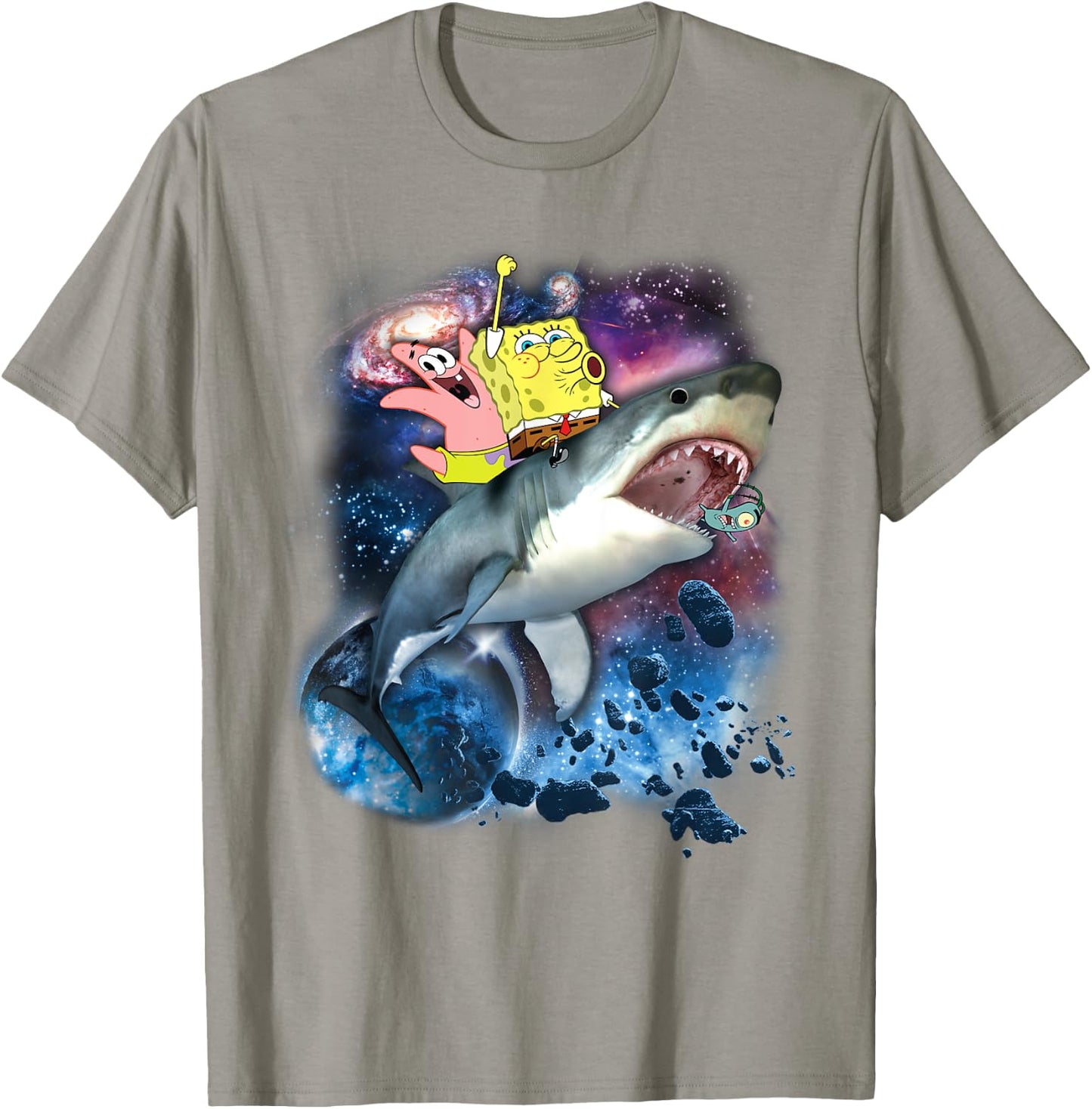 Spongebob SquarePants & Patrick Shark Riding T-Shirt - T-Shirt | Sand