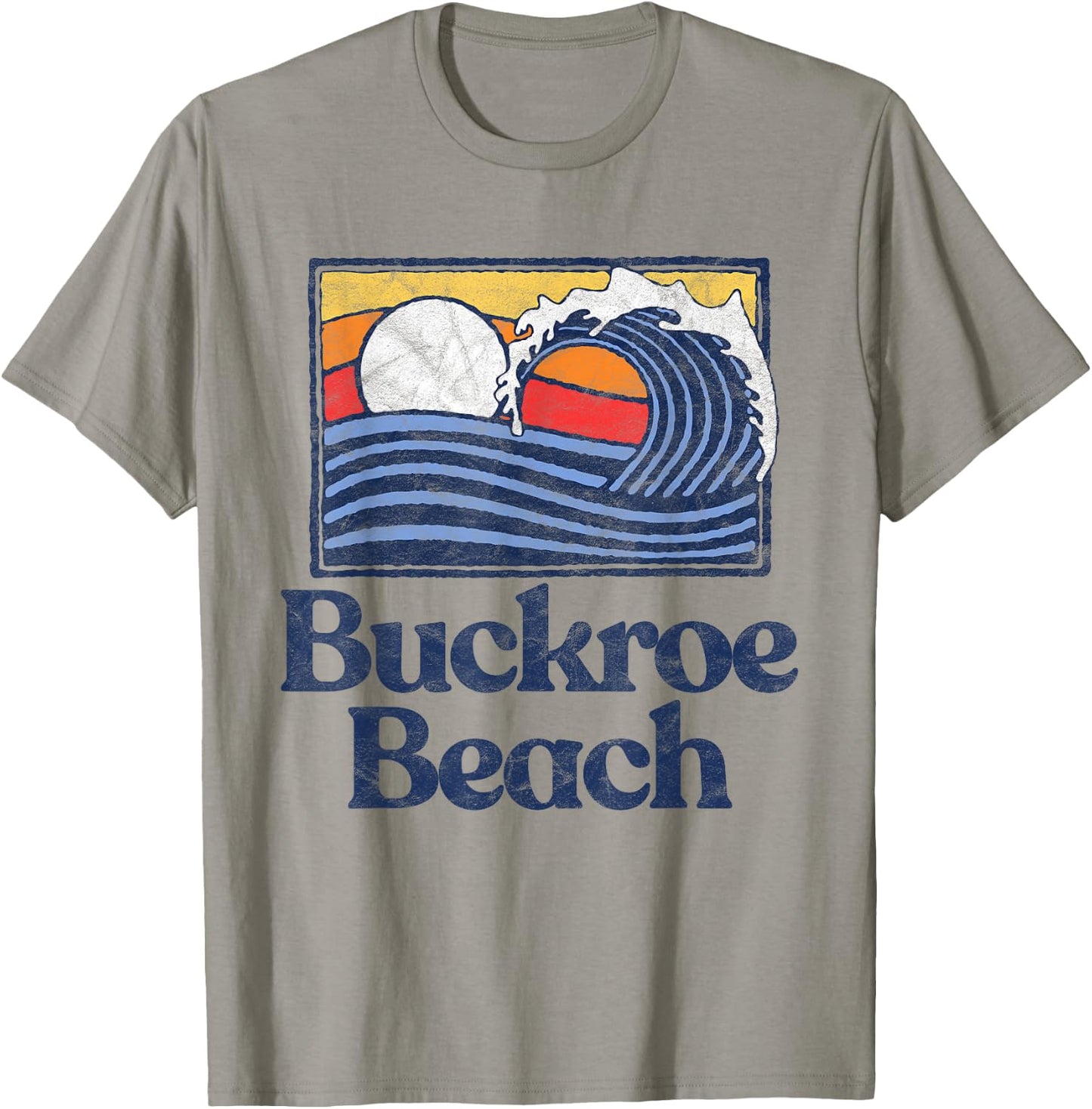 Buckroe Beach Retro Surfer Vintage Beach & Wave Graphic T-Shirt - T-Shirt | Sand