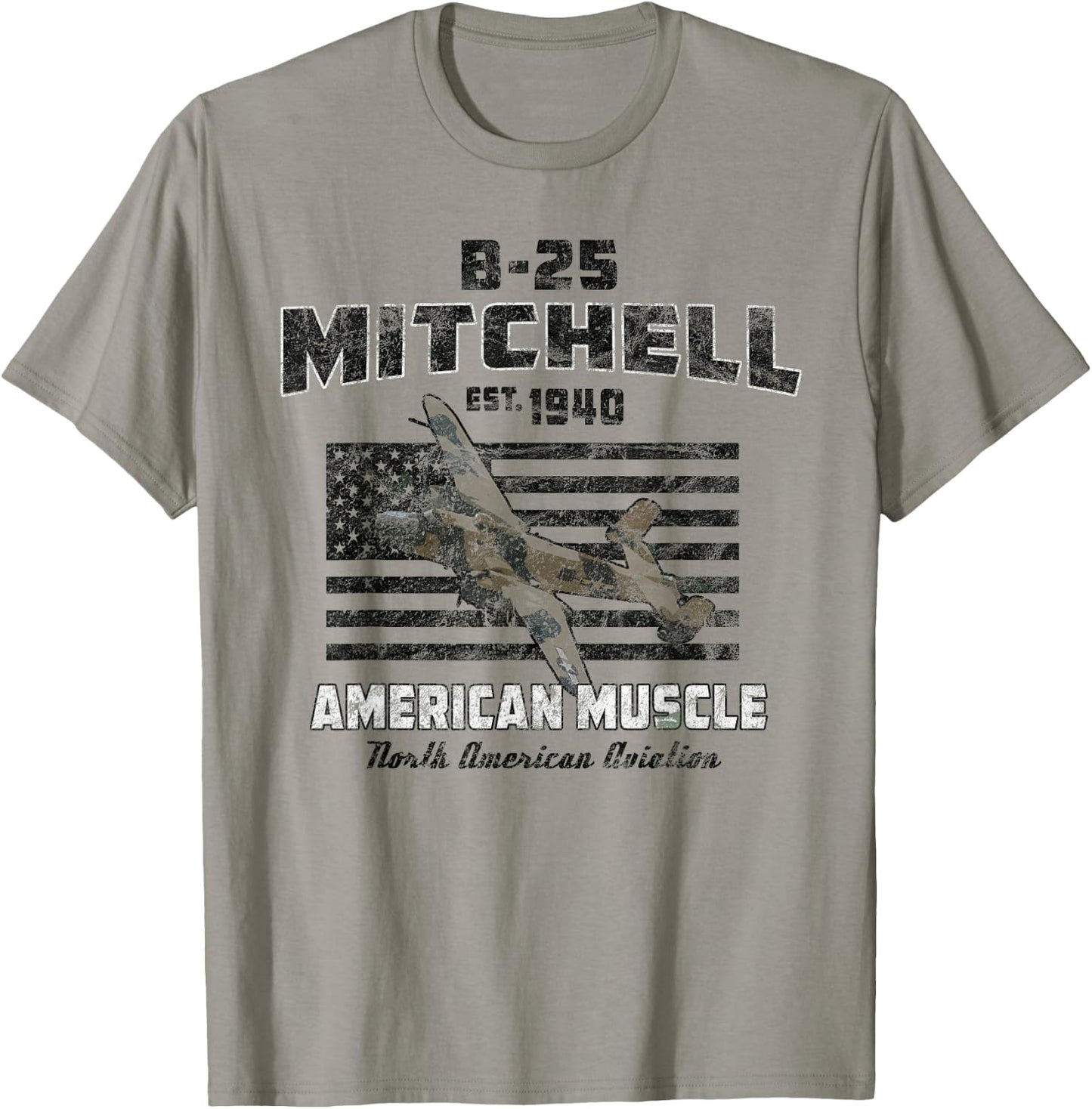 B-25 Mitchell WWII Bomber American Muscle Vintage T-Shirt - T-Shirt | Sand