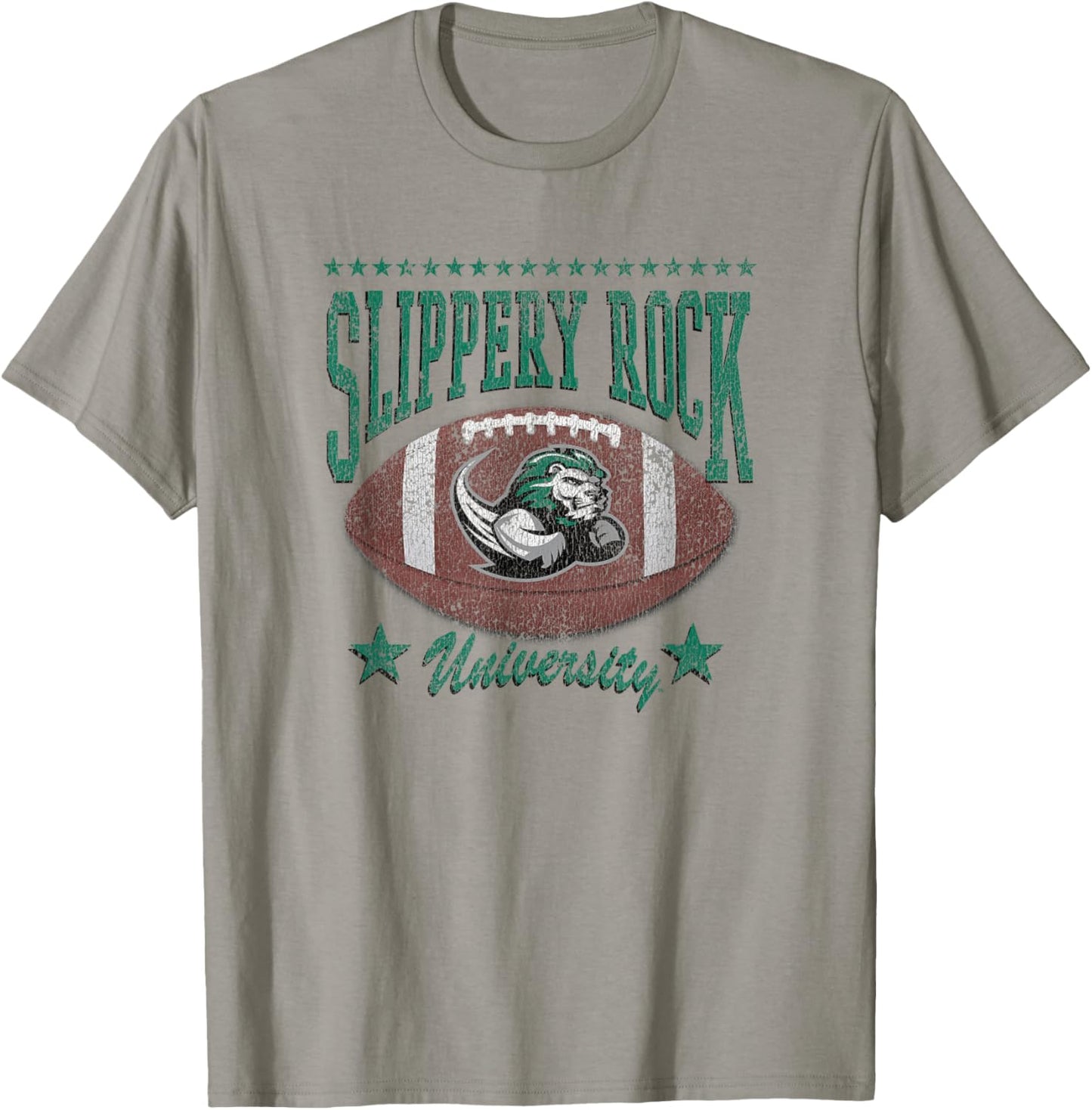Slippery Rock The Rock Football Vintage Stars Gray T-Shirt - T-Shirt | Sand