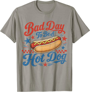 Funny BBQ Grilling 4th of July Bad Day to Be A Hot Dog T-Shirt - T-Shirt | Sand