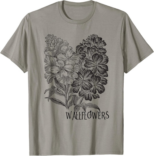 Wallflowers T Shirt Retro Antique Print Classic Bouquet T-Shirt - T-Shirt | Sand