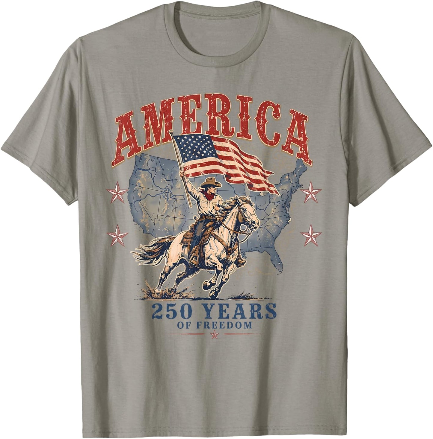 250 America Years of Freedom Est. 1776 Western Cowboy Men T-Shirt - T-Shirt | Sand