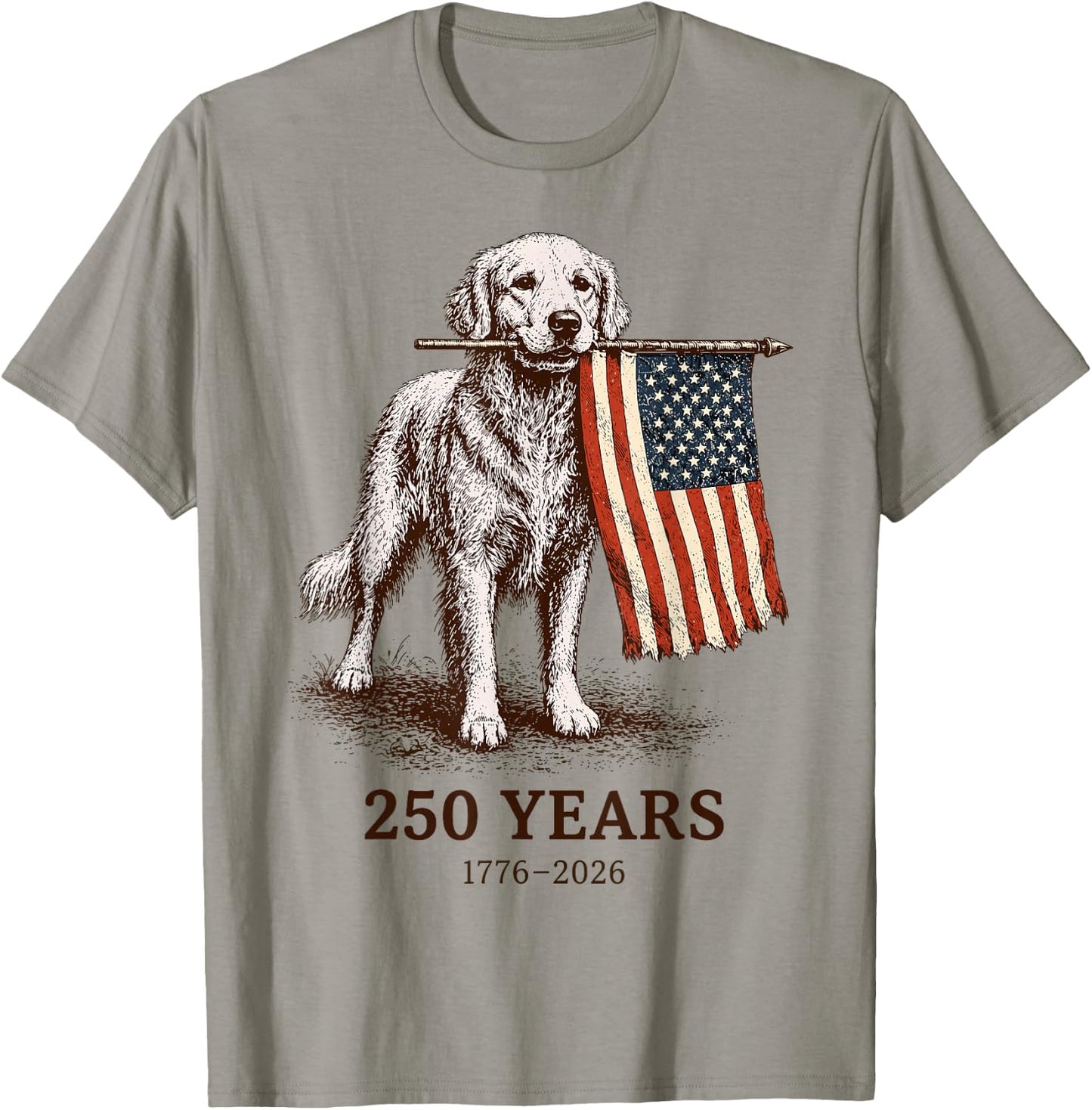 Golden Retriever 250 Years America Patriotic USA 1776-2026 T-Shirt - T-Shirt | Sand