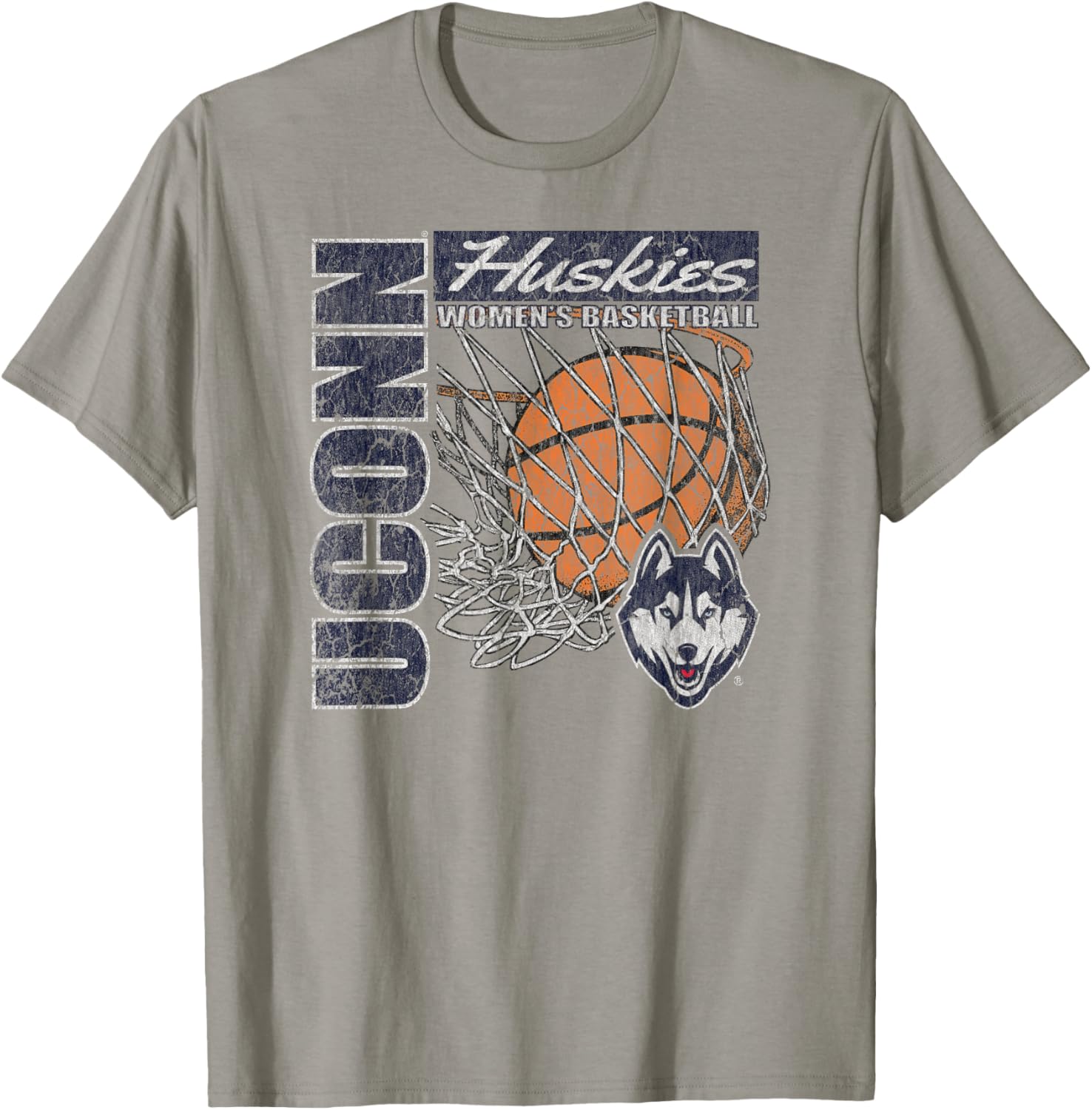 Connecticut Huskies Women's Basketball Vintage 90's Gray T-Shirt - T-Shirt | Sand