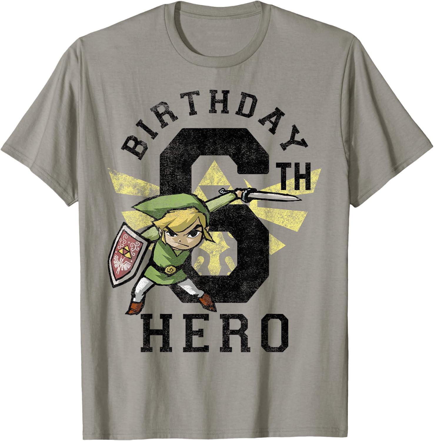 Legend of Zelda Link 6th Birthday Hero Triforce Logo Small T-Shirt - T-Shirt | Sand