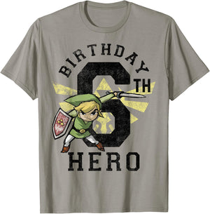 Legend of Zelda Link 6th Birthday Hero Triforce Logo Small T-Shirt - T-Shirt | Sand