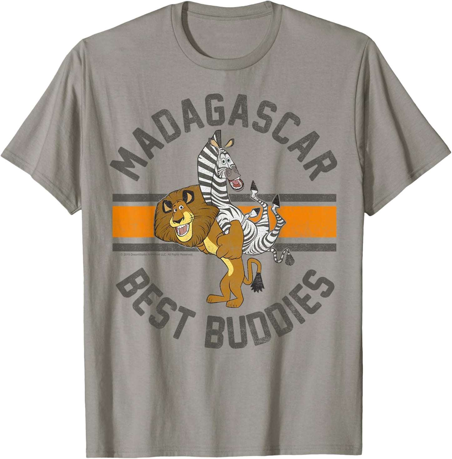 Madagascar Alex and Marty Best Buddies Striped Text Poster T-Shirt - T-Shirt | Sand