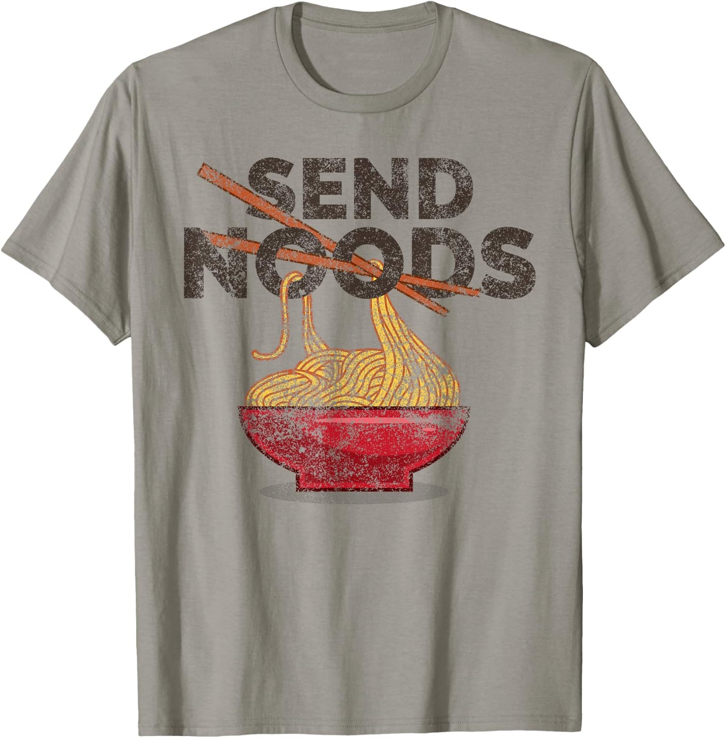 Send Noods Distressed Funny Ramen Noodle T-Shirt - T-Shirt | Sand
