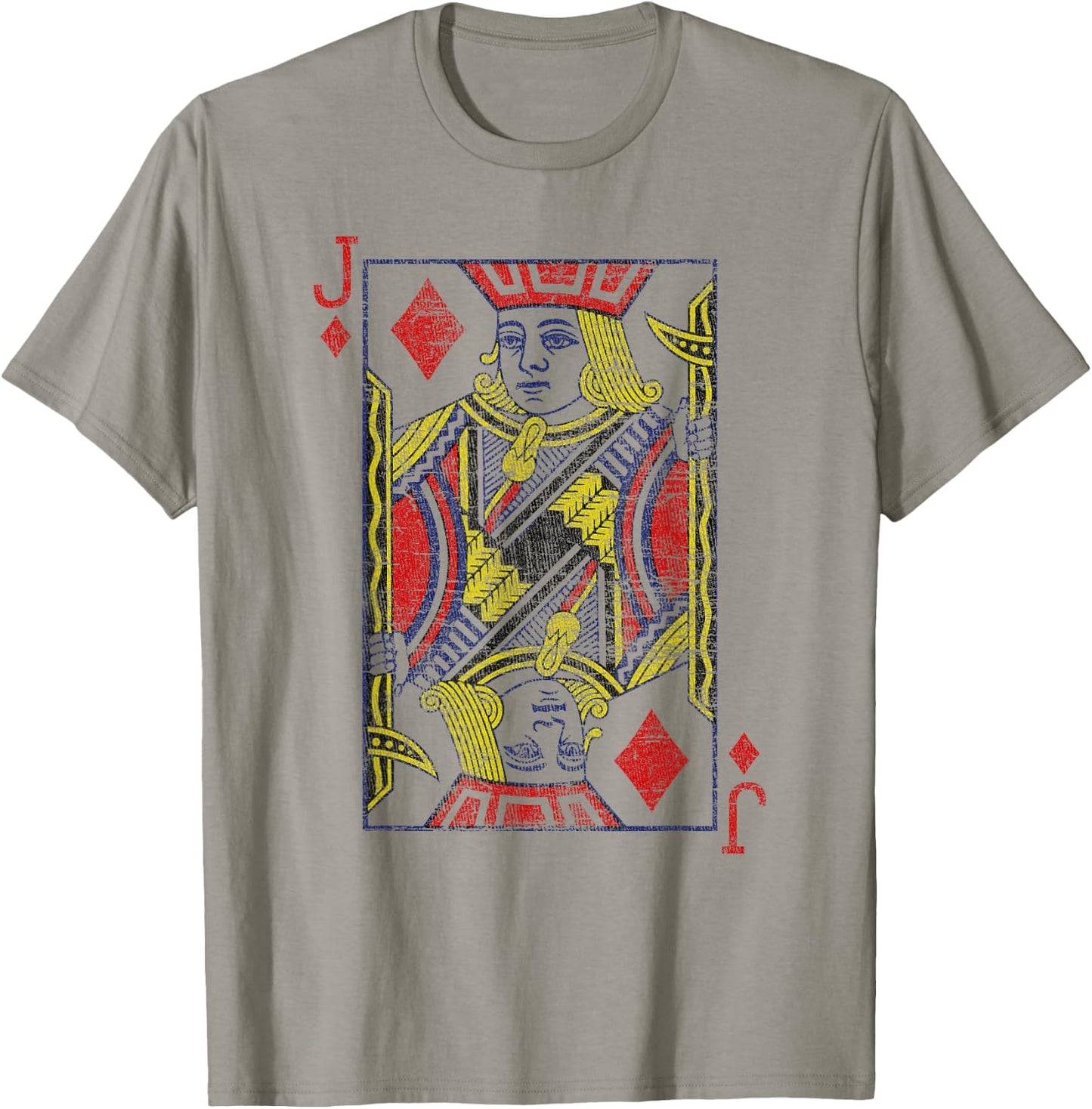 Jack Of Diamonds Playing Card Costume Poker Distressed T-Shirt - T-Shirt | Sand