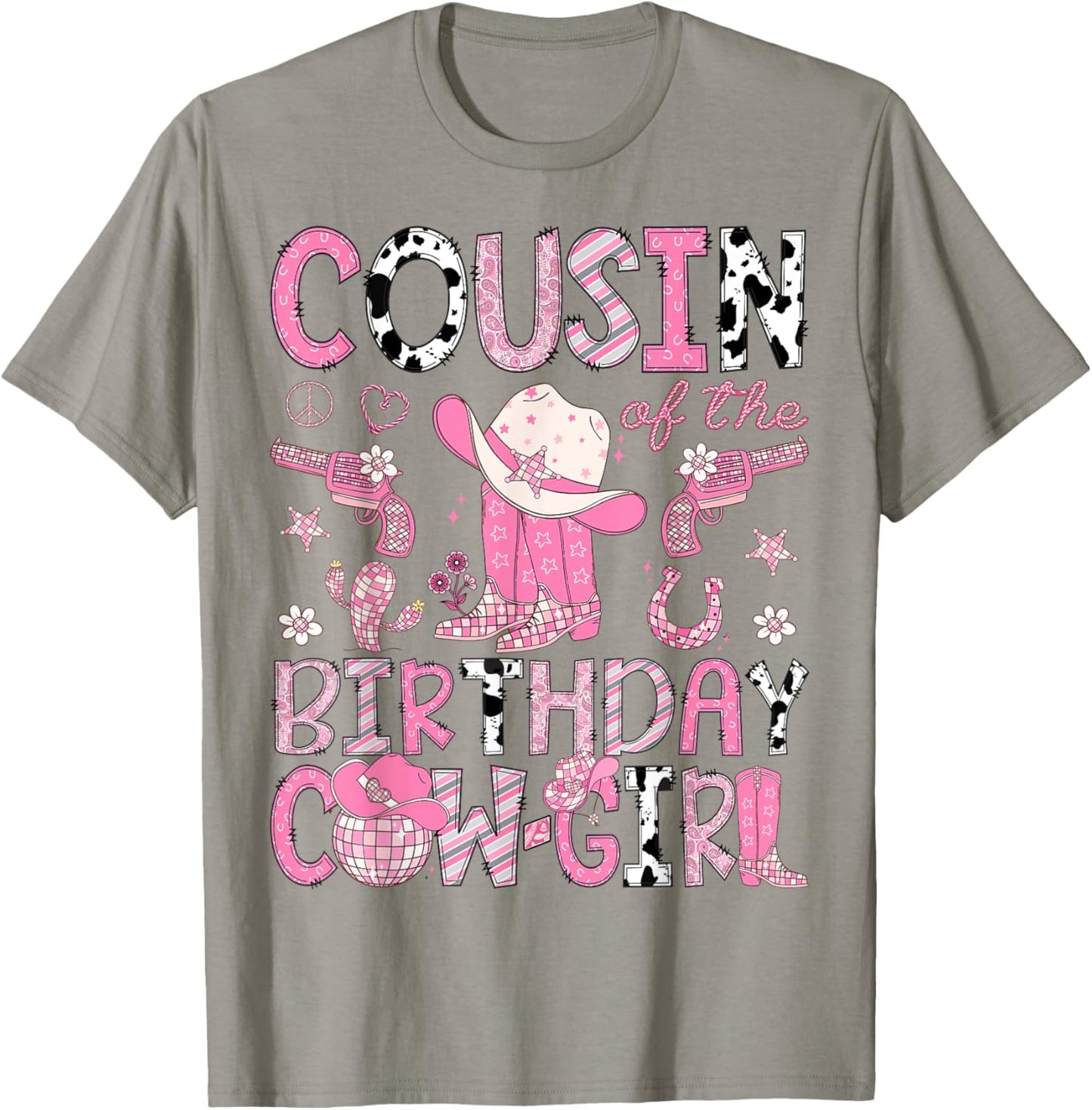 Cousin Of The Birthday CowGirl Pink Rodeo Western T-Shirt - T-Shirt | Sand