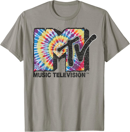 MTV Rainbow Tie Dye Spiral Logo T-Shirt - T-Shirt | Sand