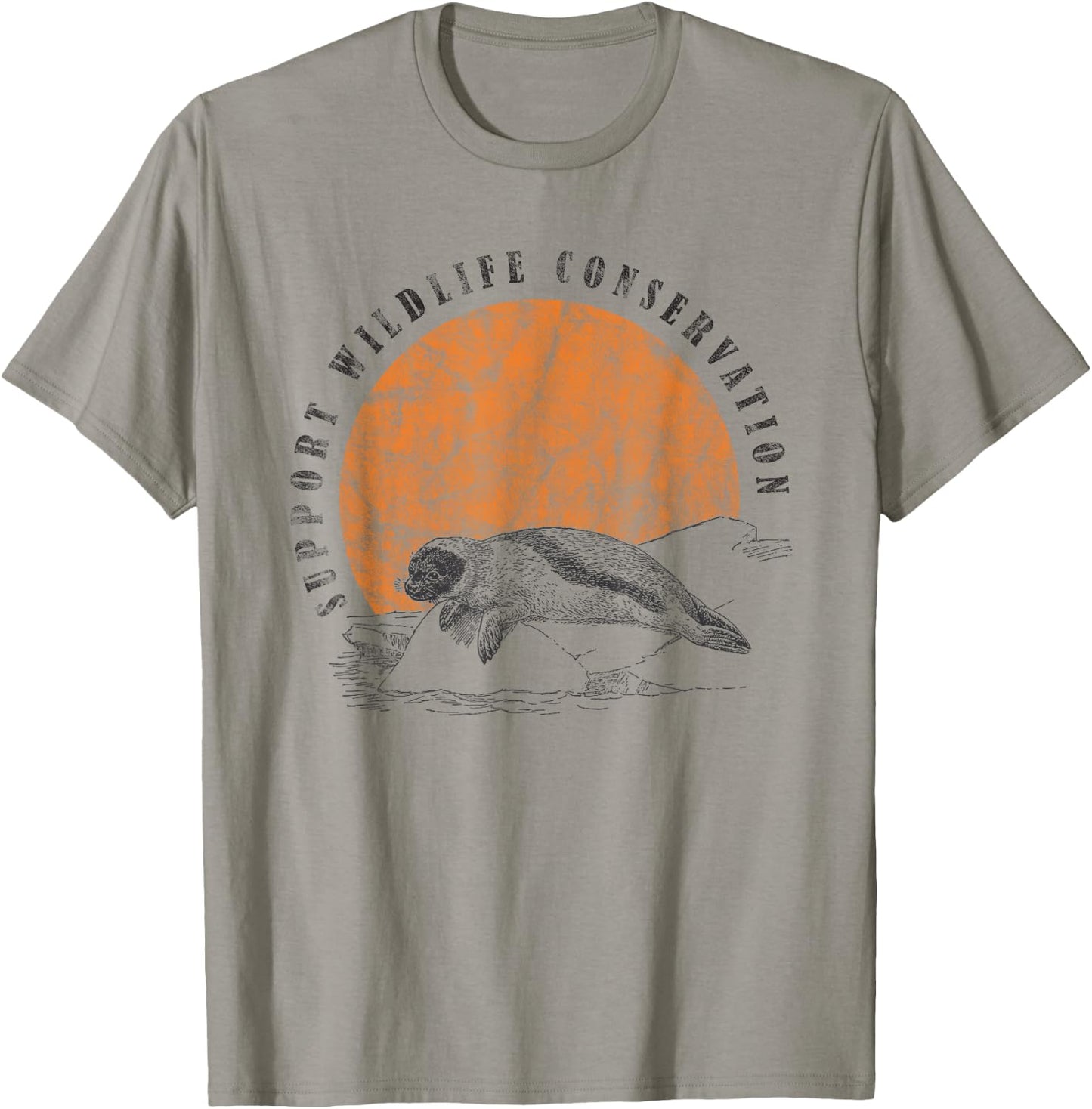 Vintage Wildlife Conservation Baby Seal Lover Gift T-Shirt - T-Shirt | Sand