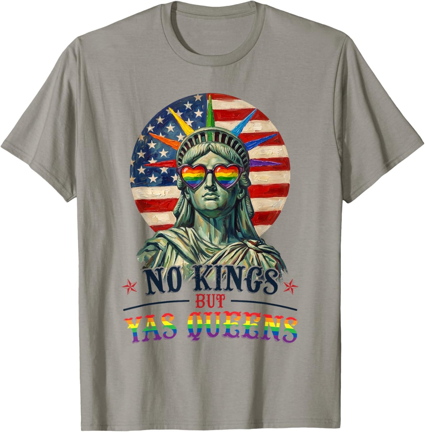 No Kings But Yas Queens Retro LGBTQ Pride Month Ally Pride T-Shirt - T-Shirt | Sand