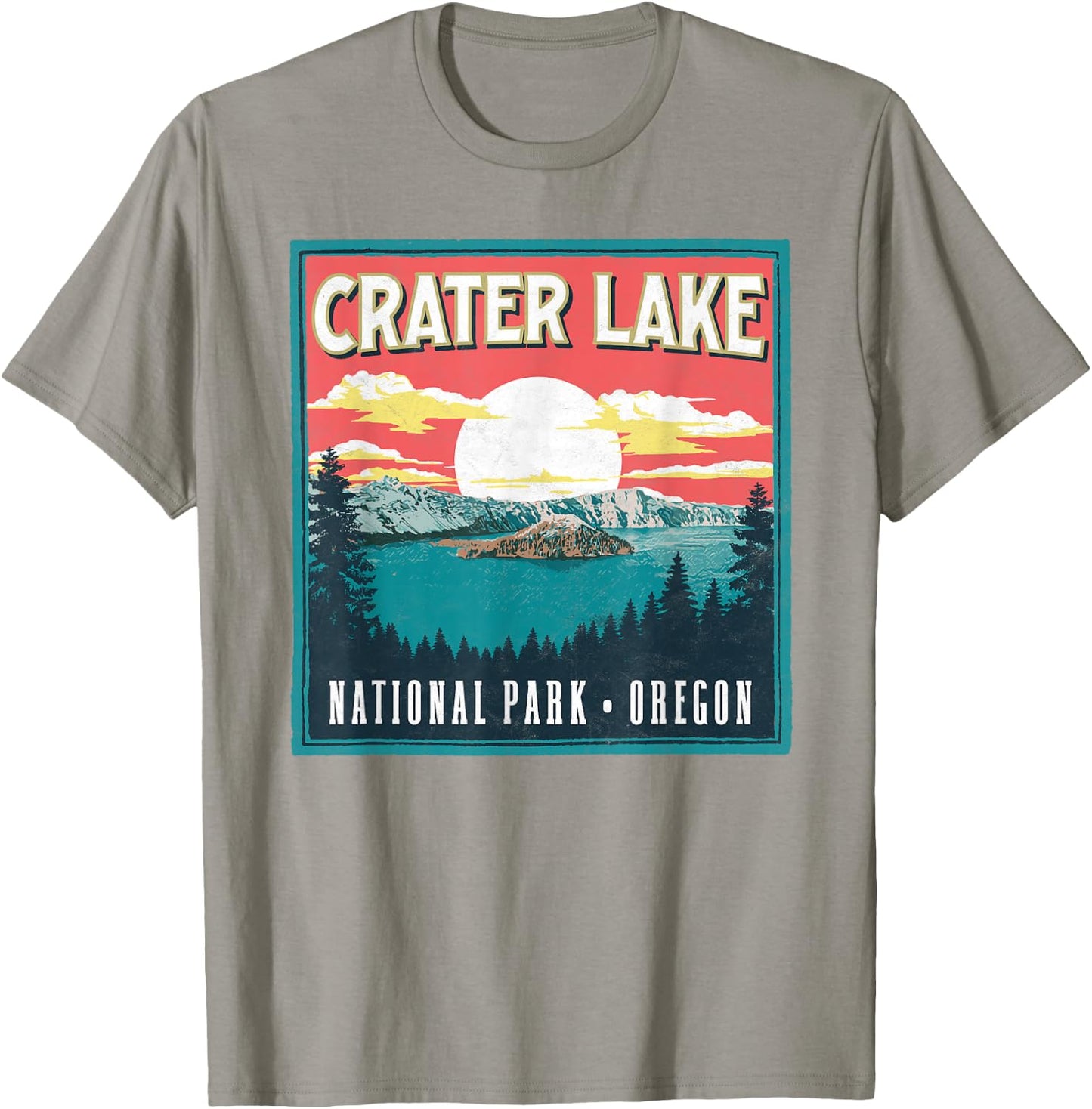 Crater Lake National Park Oregon Vintage Vibe Graphic T-Shirt - T-Shirt | Sand
