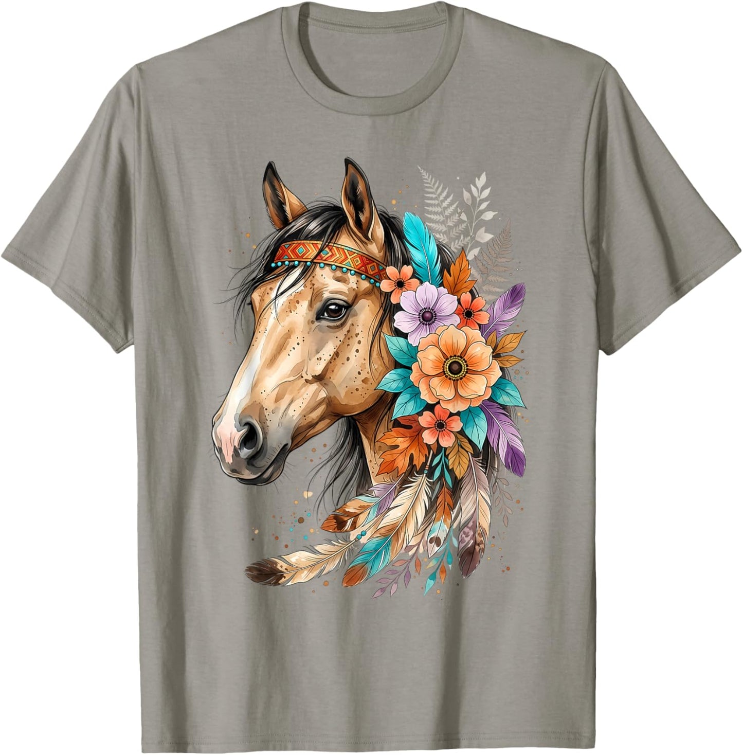 Floral Wild Horse Country Horse Riding Horse Lover T-Shirt - T-Shirt | Sand