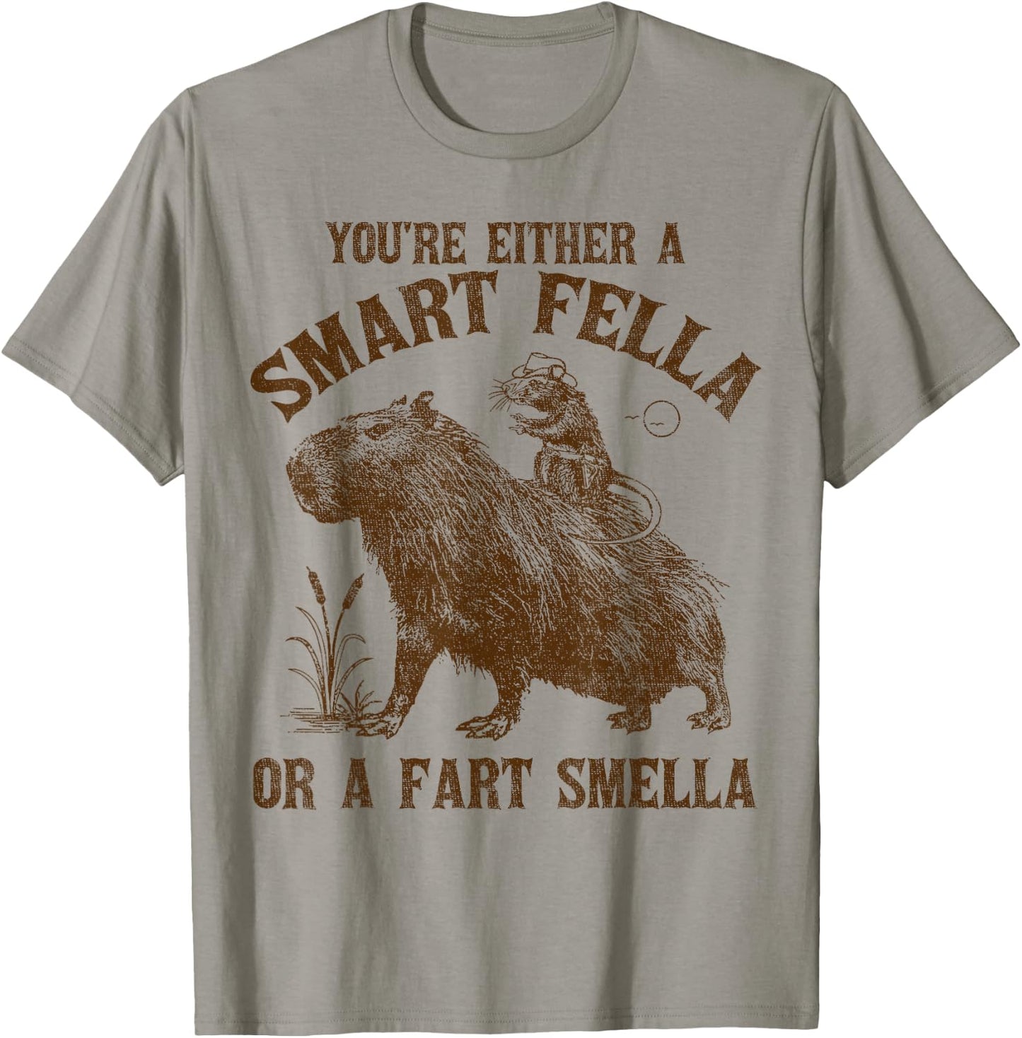 You're Either A Smart Fella Or A Fart Smella Funny Capybara T-Shirt - T-Shirt | Sand