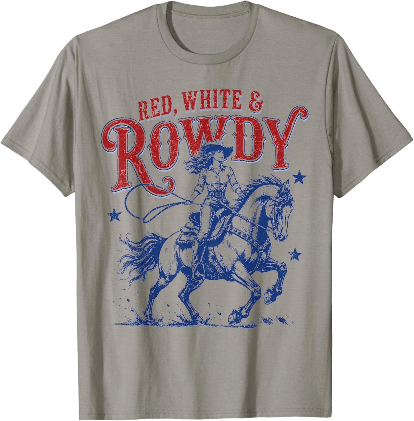 Red White and Rowdy Patriotic Cowboy Cowgirl 4th of July T-Shirt - T-Shirt | Sand
