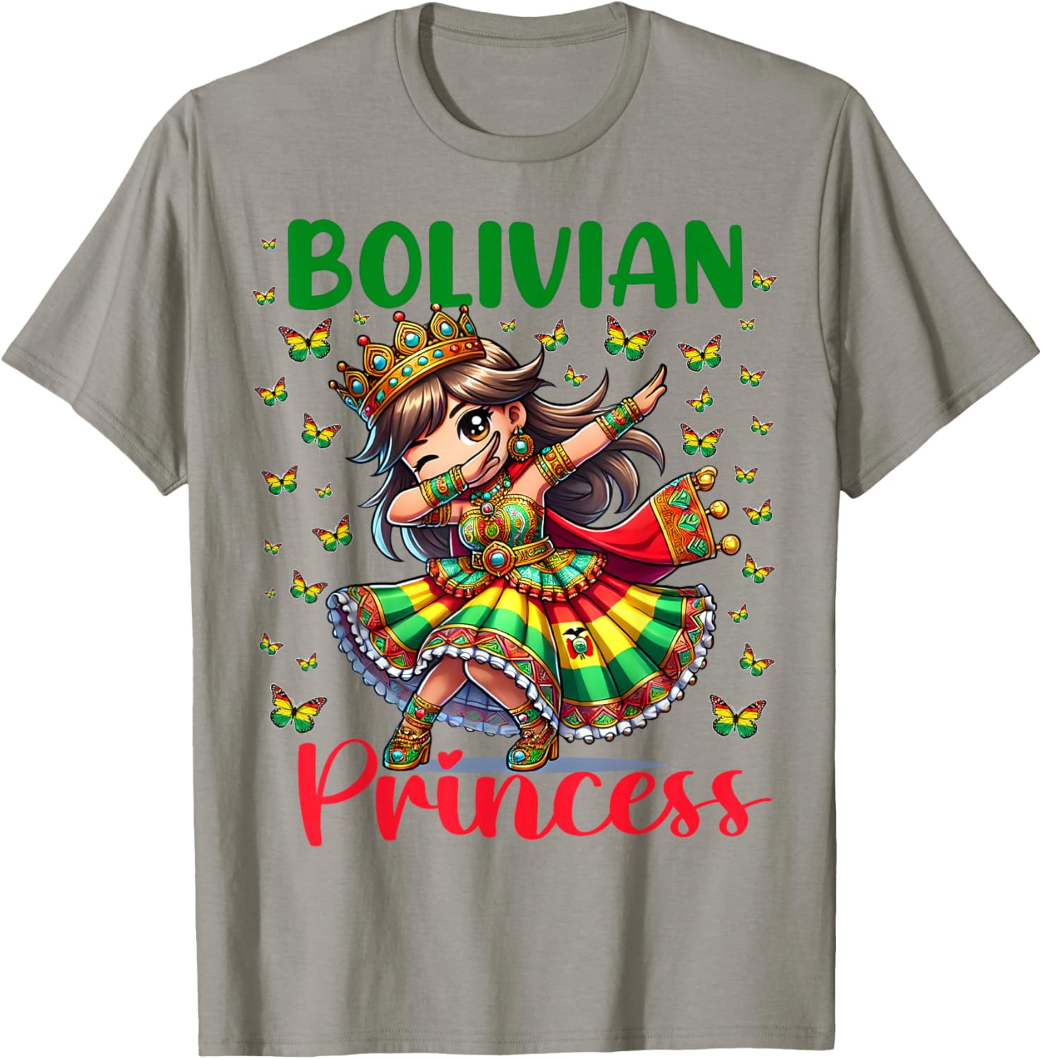 Bolivian Princess Dab Girl Flag Dress Heritage for Kids T-Shirt - T-Shirt | Sand