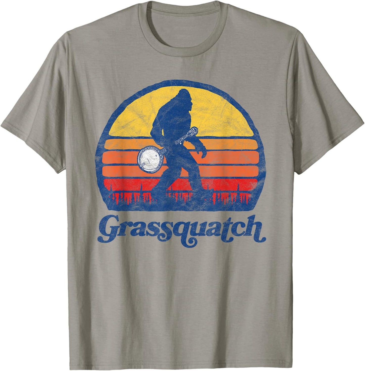 Grassquatch! Funny Bigfoot & Banjo Bluegrass Sasquatch Shirt T-Shirt - T-Shirt | Sand
