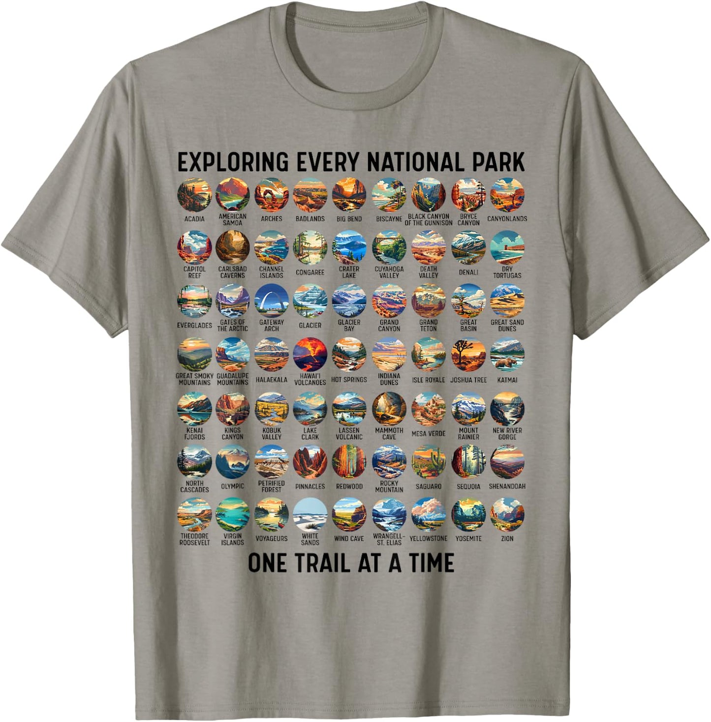 All US National Park Checklist Bucket List Of National Parks T-Shirt - T-Shirt | Sand