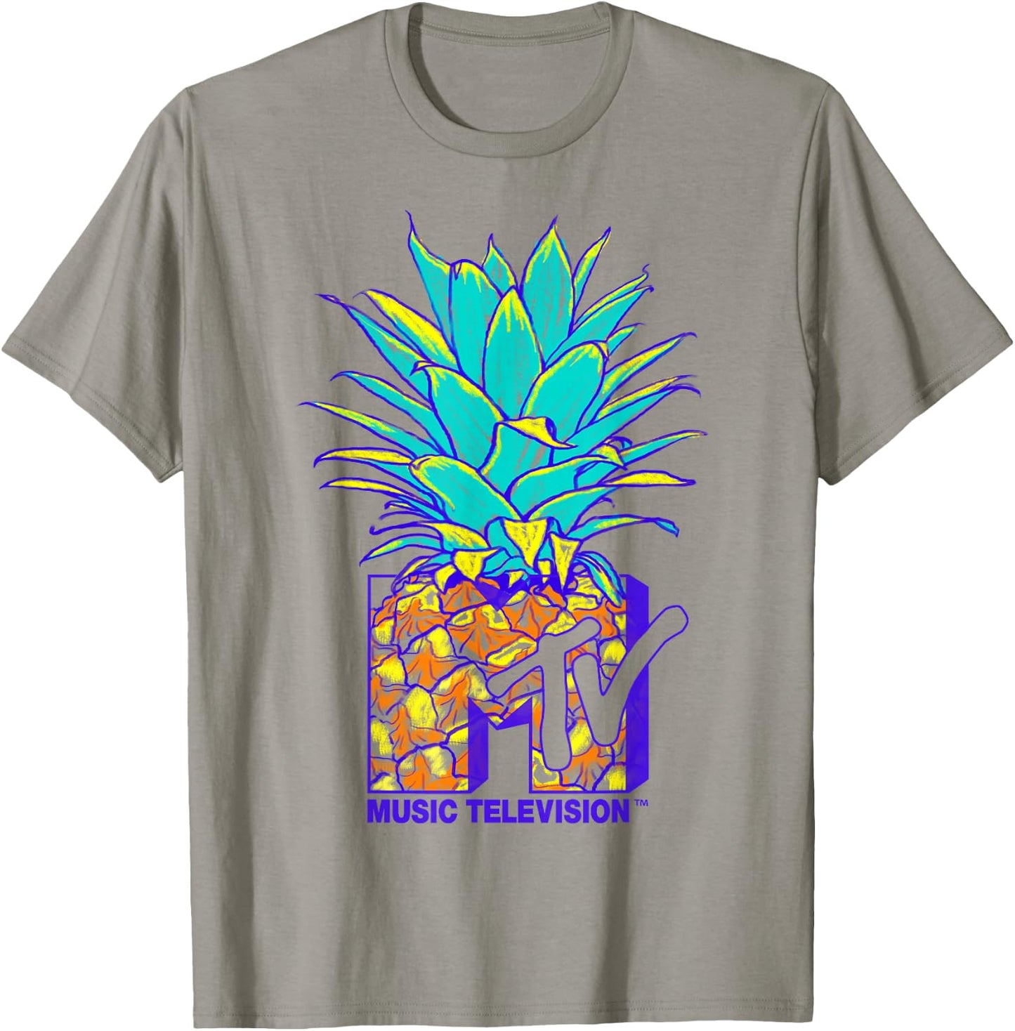 MTV Pineapple Colorful Logo Music Television Graphic T-Shirt - T-Shirt | Sand