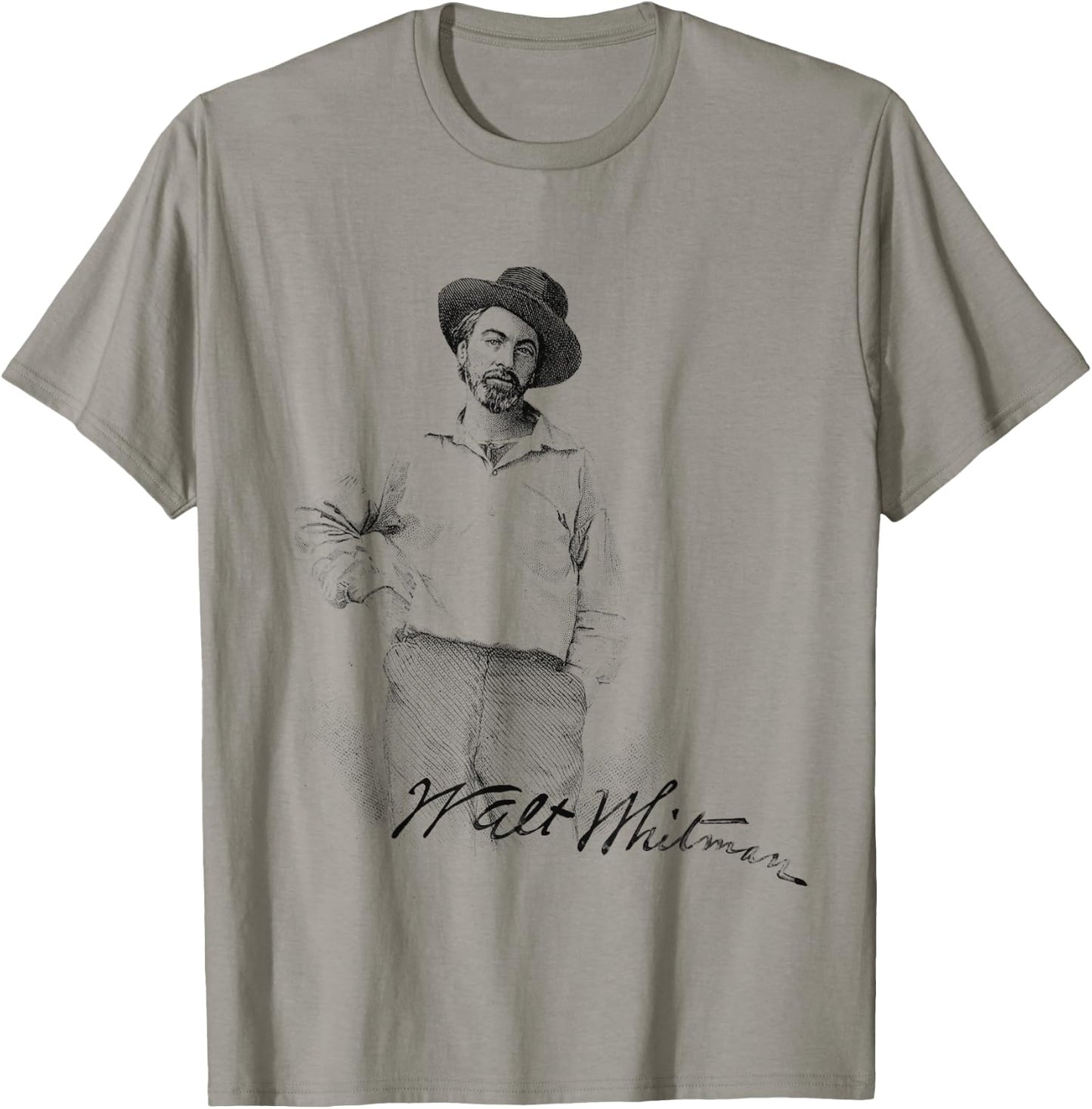 Walt Whitman Portrait with Signature Graphic T-Shirt - T-Shirt | Sand