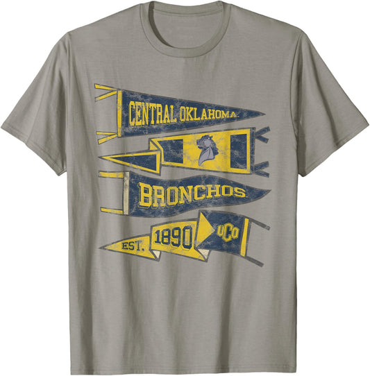 University of Central Oklahoma Bronchos Distressed Pennants T-Shirt - T-Shirt | Sand