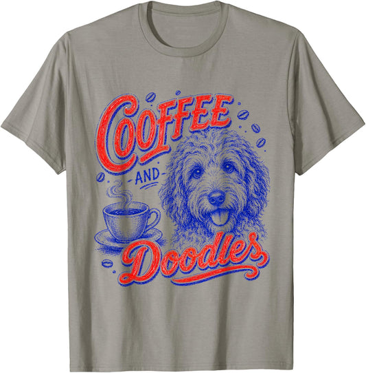 Coffee and Doodles Funny Doodles Coffee Club Pet Lover Men T-Shirt - T-Shirt | Sand