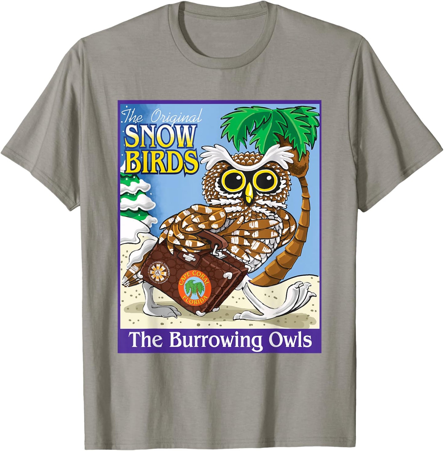 Cape Coral Florida Burrowing Owl Snow Bird T-Shirt - T-Shirt | Sand