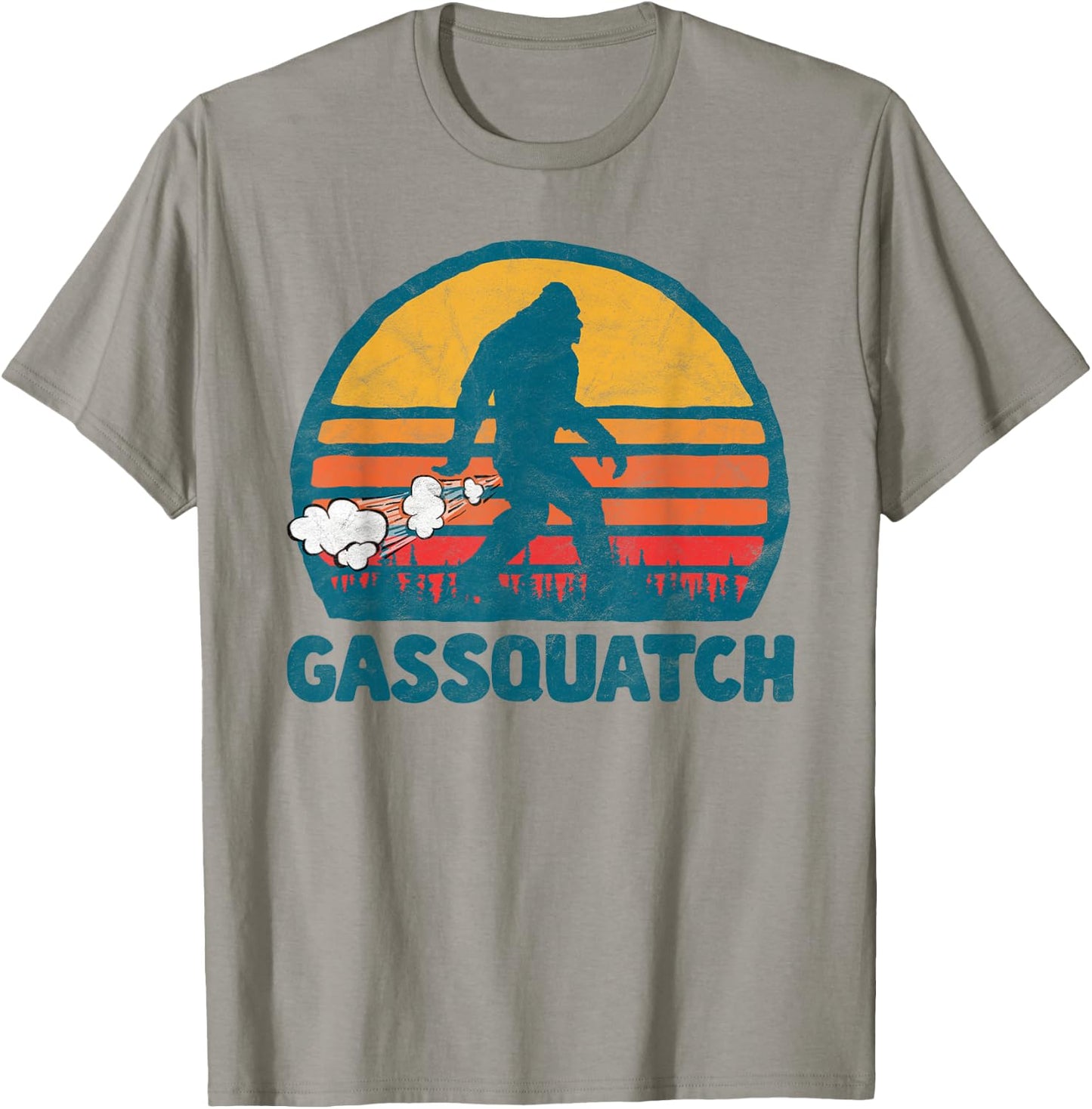 Gas squatch! Funny Farting Bigfoot Retro Fart T-Shirt - T-Shirt | Sand