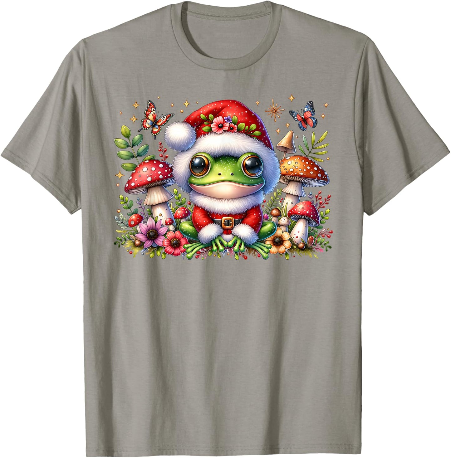 Cottagecore Frog Christmas Mushroom butterfly Men Women Kids T-Shirt - T-Shirt | Sand
