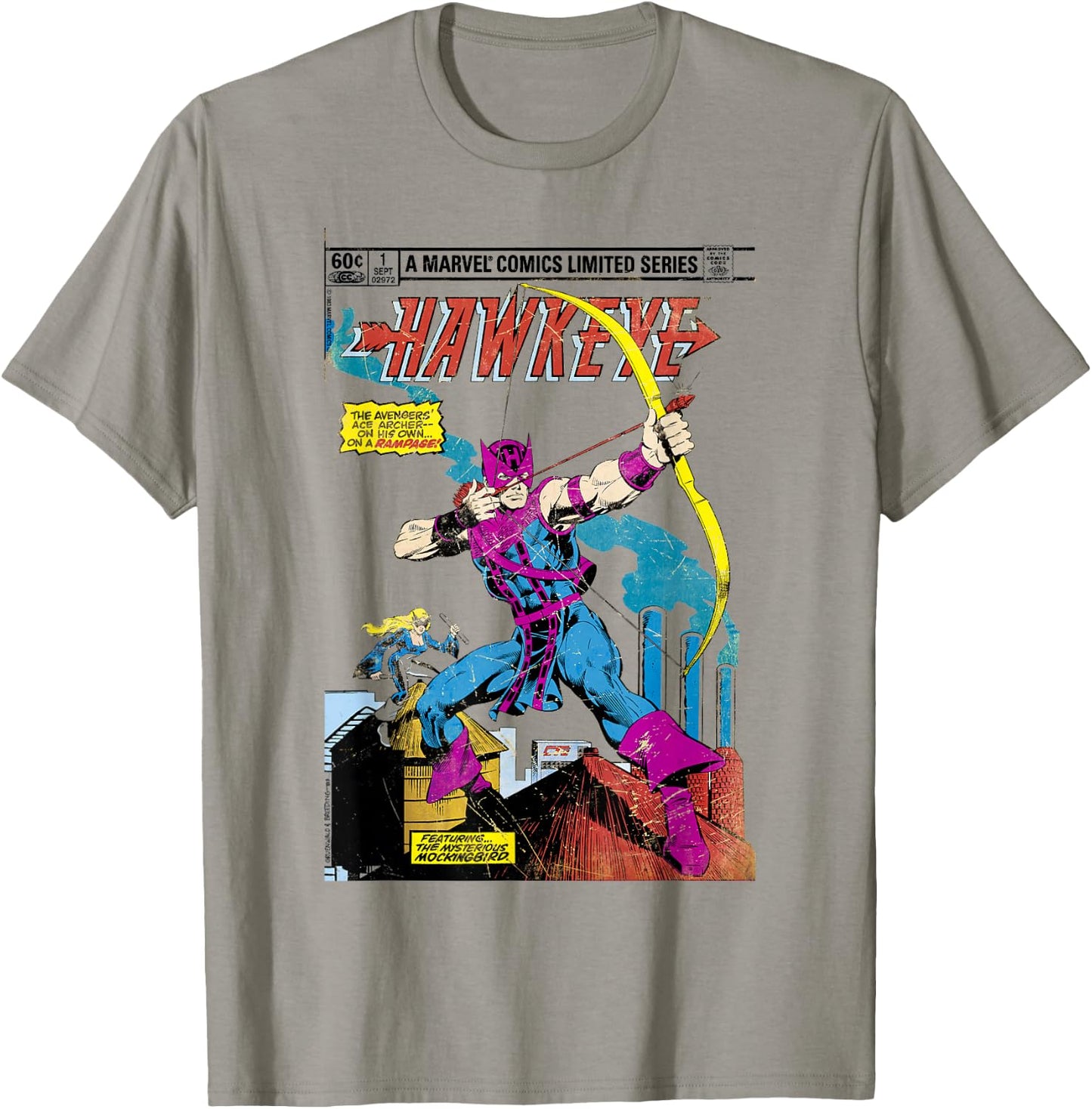 Marvel Hawkeye Classic Retro Comic Book Art Graphic T-Shirt - T-Shirt | Sand