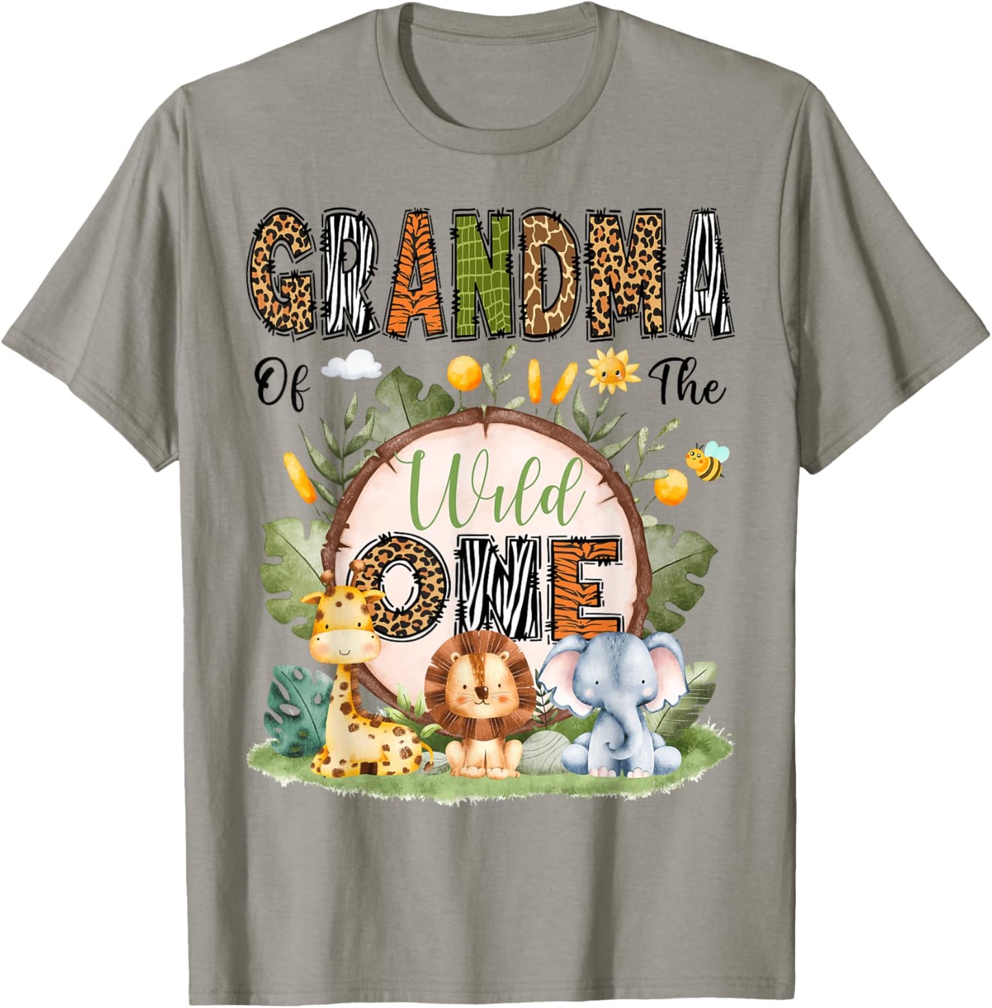 Grandma Of The Wild One 1St Birthday Boy Safari Jungle T-Shirt - T-Shirt | Sand