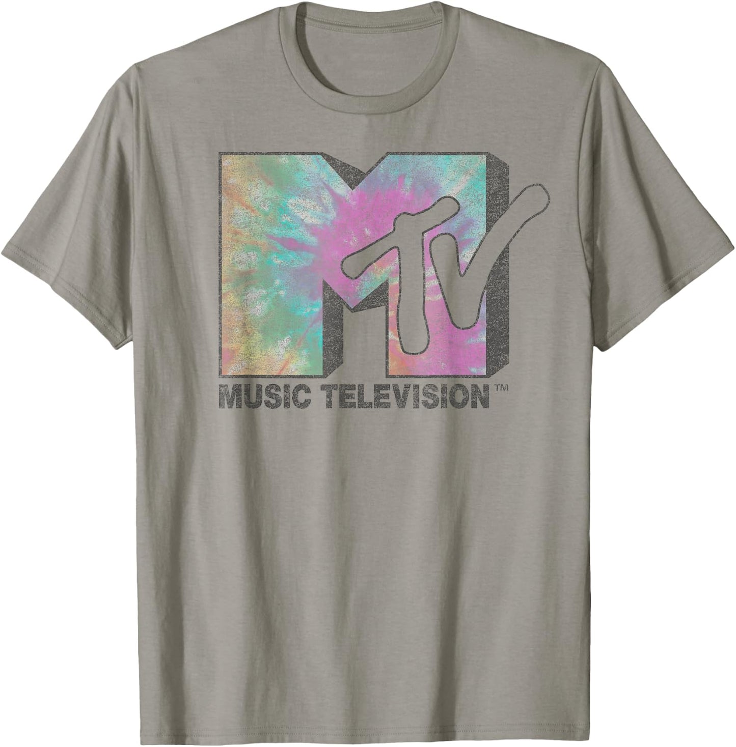 MTV Music Television Faded Tie Dye Logo Fill T-Shirt - T-Shirt | Sand