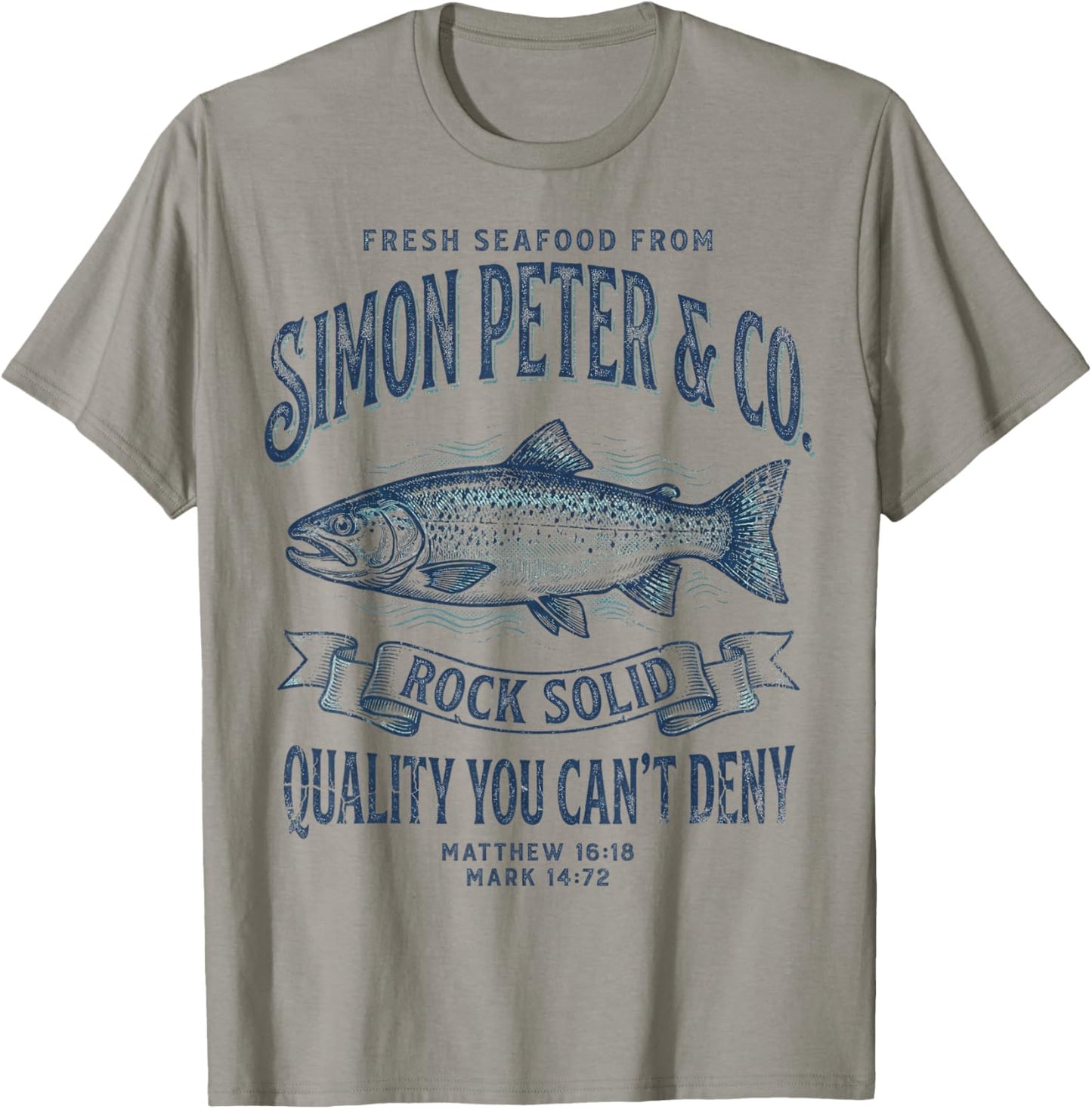 Simon Peter Seafood Funny Christian Fishing T-Shirt - T-Shirt | Sand