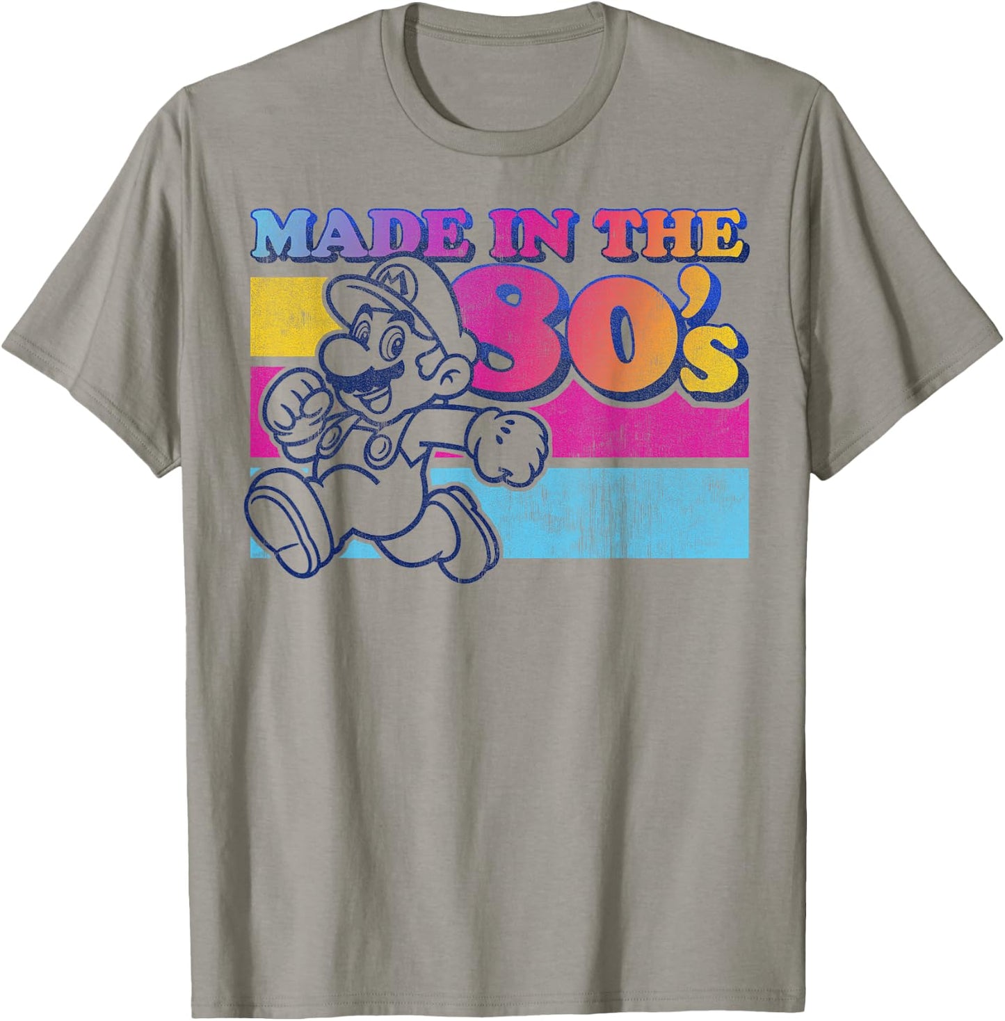Super Mario Made in The 80's Retro Gradient Color Fade T-Shirt - T-Shirt | Sand