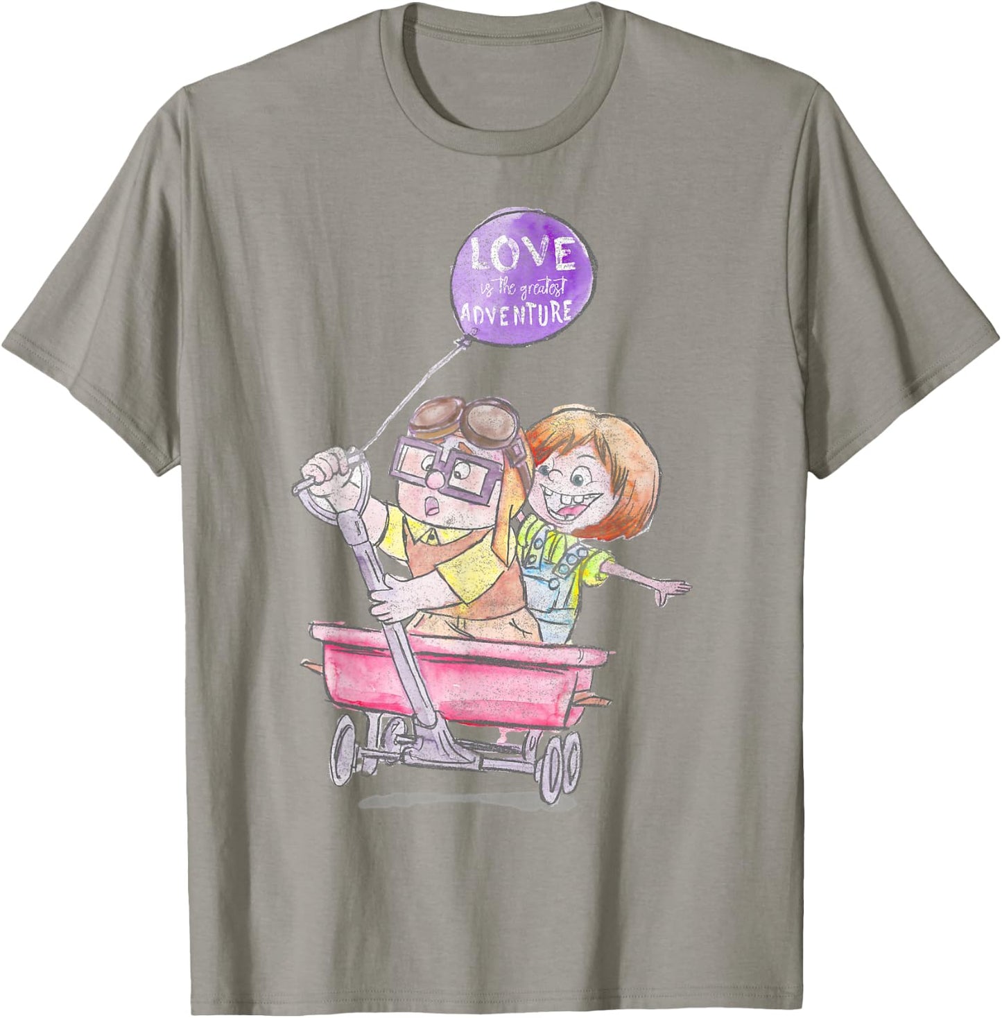 Disney Pixar Up Ellie & Carl Wagon Drawing T-Shirt - T-Shirt | Sand