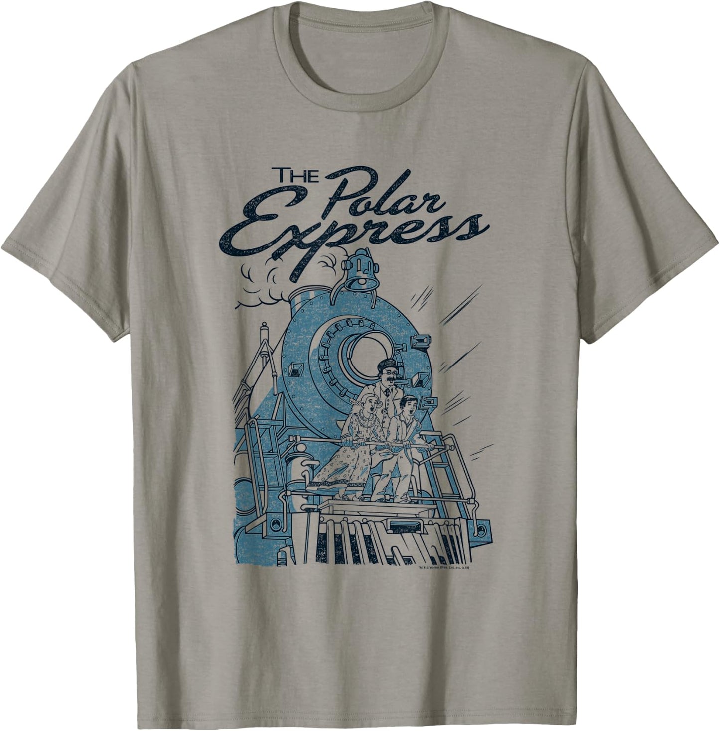 Warner Bros. Polar Express Rail Riders -Adults, Kids Silver Cartoon , Small, , Short Sleeve T-Shirt - T-Shirt | Sand