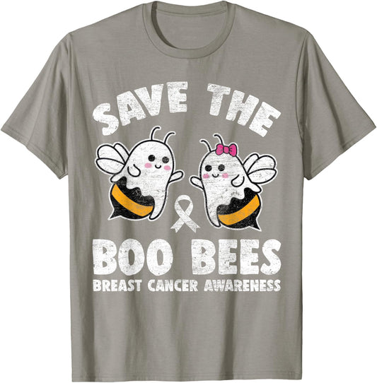 Save The BooBees Boo bees Breast Cancer Halloween Women T-Shirt - T-Shirt | Sand