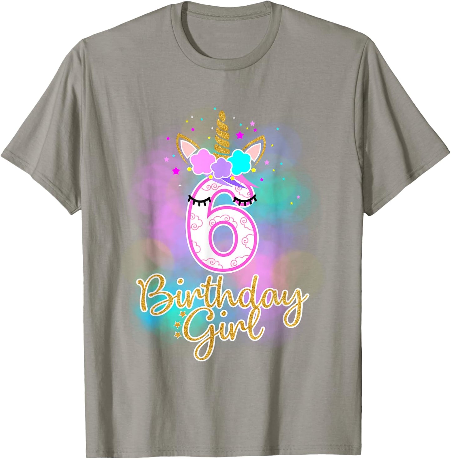 6th Unicorn Birthday girl six years old party gift T-Shirt - T-Shirt | Sand
