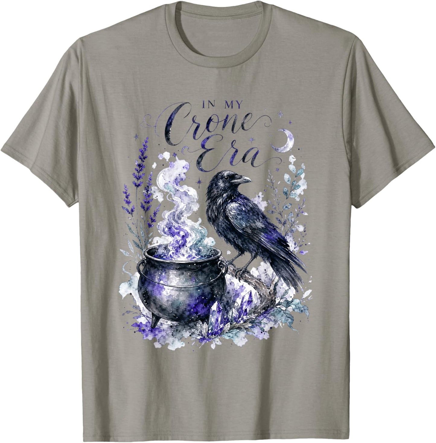 Witchy Raven Cauldron Goth Witch T-Shirt - T-Shirt | Sand