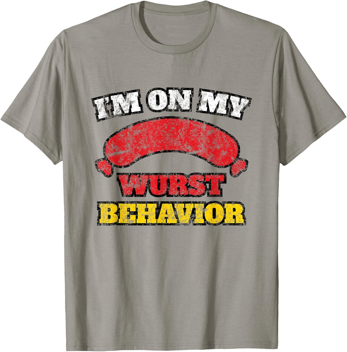 Vintage Oktoberfest I'm On My Wurst Behavior Fun Gift T-Shirt - T-Shirt | Sand